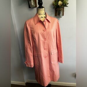 Evan Picone spring pink trench coat 100% cotton Barbie preppy‎ New York fashion